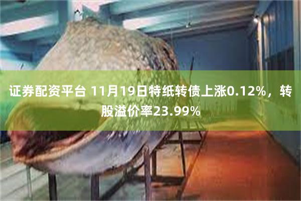 证券配资平台 11月19日特纸转债上涨0.12%，转股溢价率23.99%