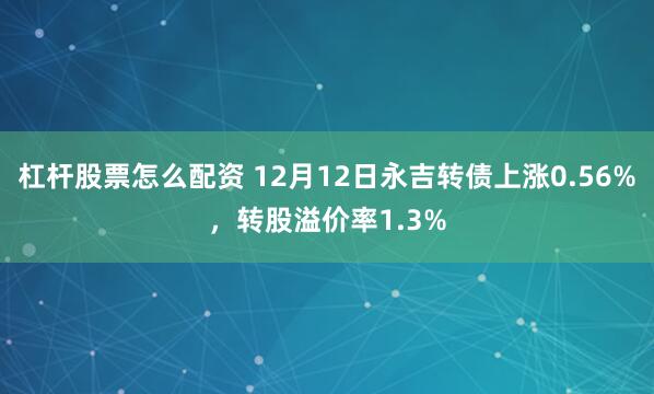 杠杆股票怎么配资 12月12日永吉转债上涨0.56%，转股溢价率1.3%