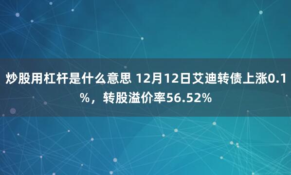 炒股用杠杆是什么意思 12月12日艾迪转债上涨0.1%，转股溢价率56.52%