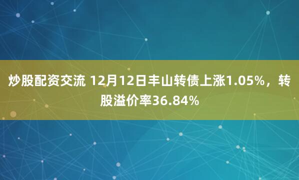 炒股配资交流 12月12日丰山转债上涨1.05%，转股溢价率36.84%