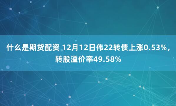 什么是期货配资 12月12日伟22转债上涨0.53%，转股溢价率49.58%