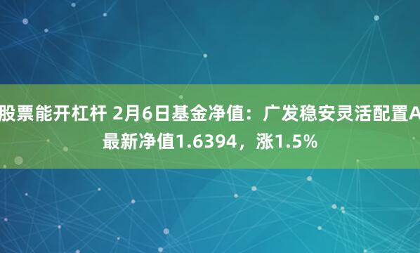 股票能开杠杆 2月6日基金净值：广发稳安灵活配置A最新净值1.6394，涨1.5%