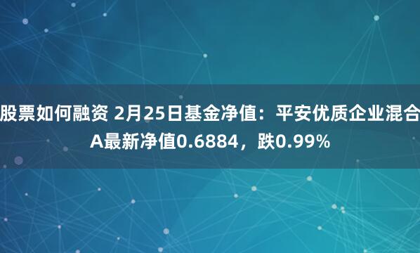 股票如何融资 2月25日基金净值：平安优质企业混合A最新净值0.6884，跌0.99%